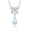 Fancy Blue Topaz and Diamond Bow Dangle Necklace